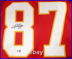 Travis Kelce / Autographed Kansas City Chiefs Red Custom Football Jersey / COA