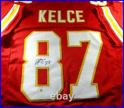 Travis Kelce / Autographed Kansas City Chiefs Red Custom Football Jersey / Coa