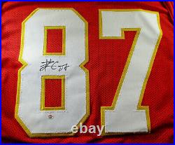Travis Kelce / Autographed Kansas City Chiefs Red Custom Football Jersey / Coa