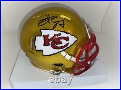 Travis Kelce Autographed Kansas City Chiefs Riddell Flash Mini Helmet BAS W