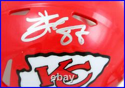 Travis Kelce Autographed Kansas City Chiefs Speed Mini Helmet-Beckett W Hologram