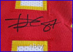 Travis Kelce / Autographed Kansas City Chiefs White Custom Football Jersey / COA