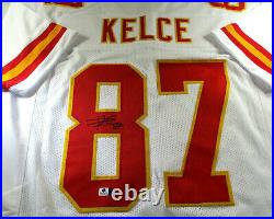 Travis Kelce / Autographed Kansas City Chiefs White Custom Football Jersey / Coa