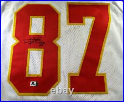 Travis Kelce / Autographed Kansas City Chiefs White Custom Football Jersey / Coa