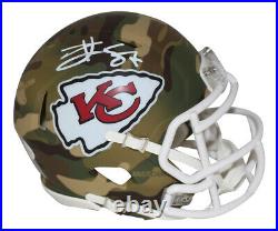 Travis Kelce Autographed/Signed Kansas City Chiefs Camo Mini Helmet BAS 30087