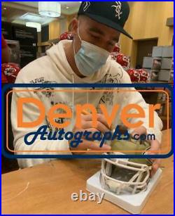 Travis Kelce Autographed/Signed Kansas City Chiefs Camo Mini Helmet BAS 30087