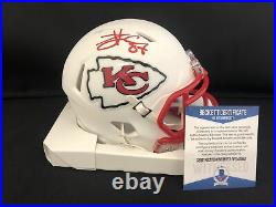 Travis Kelce Autographed Signed Kansas City Chiefs Flat White Mini Helmet BAS