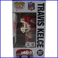 Travis Kelce Autographed/Signed Kansas City Chiefs Funko Pop! #257 Beckett 49092