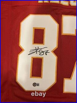 Travis Kelce Autographed/Signed Kansas City Chiefs Red XL Jersey BAS 22489