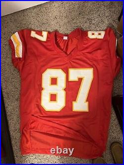 Travis Kelce Autographed/Signed Kansas City Chiefs Red XL Jersey BAS 22489