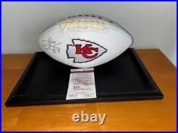 Travis Kelce Kansas City Chiefs Autograph Signed White Logo Football Witness Coa