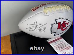 Travis Kelce Kansas City Chiefs Autograph Signed White Logo Football Witness Coa