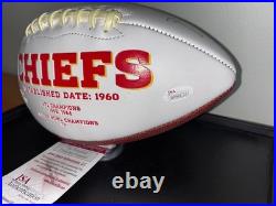 Travis Kelce Kansas City Chiefs Autograph Signed White Logo Football Witness Coa