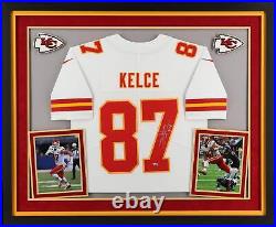 Travis Kelce Kansas City Chiefs Deluxe Framed Signed White Nike Limited Jersey