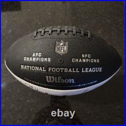 Travis Kelce? Kansas City Chiefs MULTI Signed Super Bowl 59 Ball-Carson Wentz