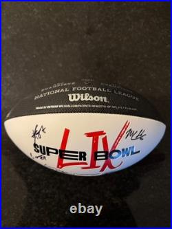Travis Kelce Kansas City Chiefs MULTI Signed Super Bowl 59 Ball Carson Wentz
