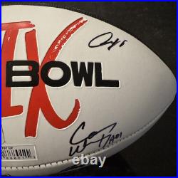 Travis Kelce? Kansas City Chiefs MULTI Signed Super Bowl 59 Ball-Carson Wentz