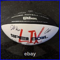 Travis Kelce? Kansas City Chiefs MULTI Signed Super Bowl 59 Ball-Carson Wentz