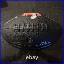 Travis Kelce? Kansas City Chiefs MULTI Signed Super Bowl 59 Ball-Carson Wentz
