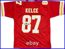 Travis Kelce Kansas City Chiefs Signed Autograph Red Custom Jersey JSA Certified