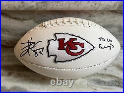 Travis Kelce Kansas City Chiefs Superbowl LIV Signed Football Beckett COA