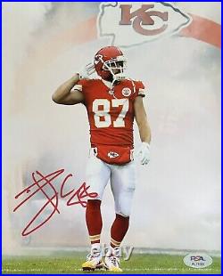 Travis Kelce Signed Autograph 8x10 Photo Kansas City Chiefs Rare PSA