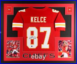Travis Kelce Signed Framed 35X43 Framed Kansas City Chiefs Jersey Beckett