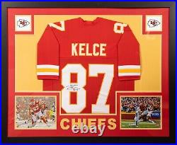 Travis Kelce Signed & Framed Kansas City Chiefs Custom Jersey BECKETT COA