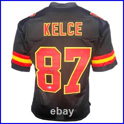 Travis Kelce Signed Kansas City Black Large Football Jersey (Beckett)