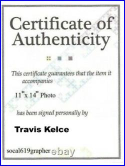 Travis Kelce Signed Kansas City Chiefs 11x14 Photo Super Bowl LIV CHAMPS PROOF