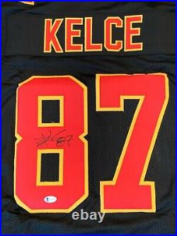 Travis Kelce Signed Kansas City Chiefs BLACK Jersey Beckett Hologram