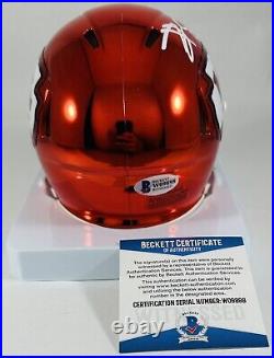 Travis Kelce Signed Kansas City Chiefs Chrome Mini Helmet + Beckett COA