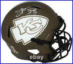 Travis Kelce Signed Kansas City Chiefs Salute F/S Helmet Beckett 41045