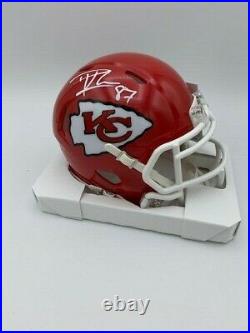 Travis Kelce Signed Kansas City Chiefs Speed Mini Helmet COA Hologram