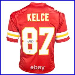 Travis Kelce Signed Kansas City Red Large Football Jersey (Beckett)