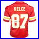Travis Kelce Signed Kansas City Red Large Football Jersey (Beckett)