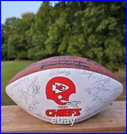 VTG Kansas City Chiefs 1991 Football NFL Signed Team Ball VERY Nice