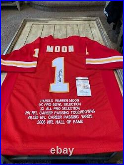 Warren Moon Autographed/Signed Jersey JSA COA Kansas City Chiefs Auto HOF