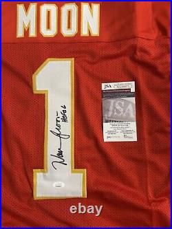 Warren Moon Autographed/Signed Jersey JSA COA Kansas City Chiefs HO Inscription
