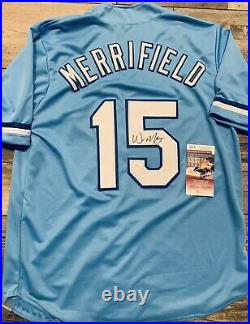 Whit Merrifield Signed Kansas City Royals Stitched Jersey. JSA Certified. Serial#d