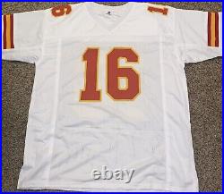 White Len Dawson Signed Kansas City Chiefs Jersey SB IV MVP Inscription JSA COA