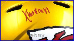 Xavier Worthy Autographed Kansas City Chiefs Speed Flash Helmet Fanatics Red