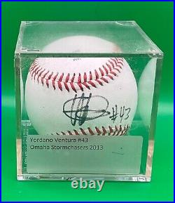Yordano Ventura autographed ball in acrylic cube, WS Champ KC Royals